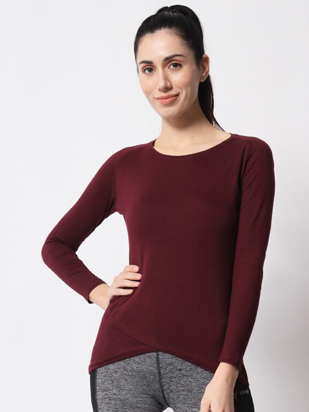 

appulse Round Neck Cotton T-shirt, Maroon