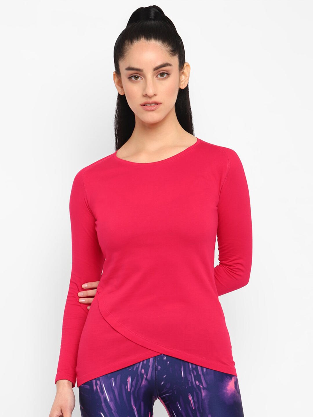 

appulse Raglan Sleeves Bottom Cross-over T-shirt, Pink