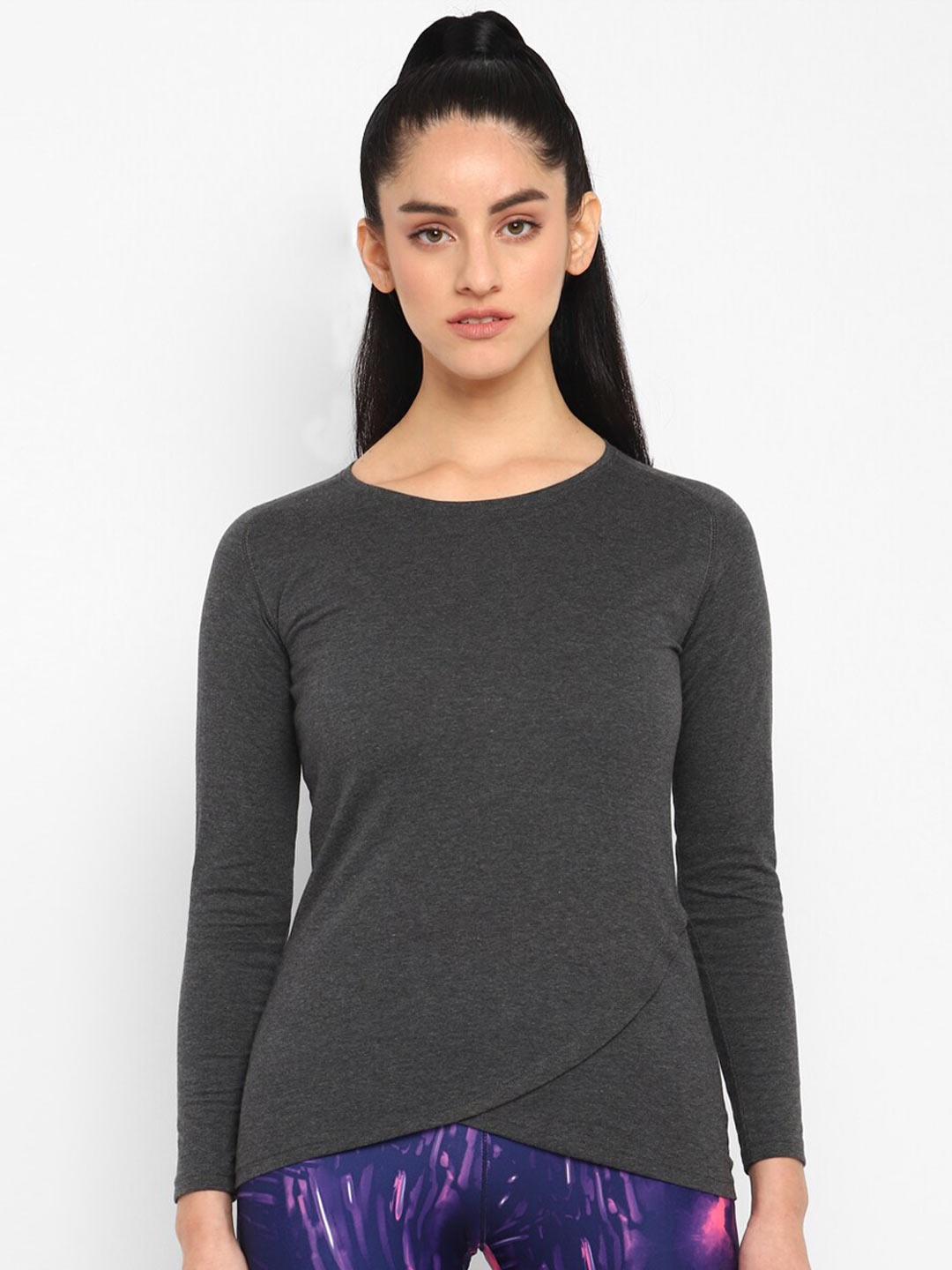 

appulse Long Raglan Sleeves Cotton T-shirt, Charcoal