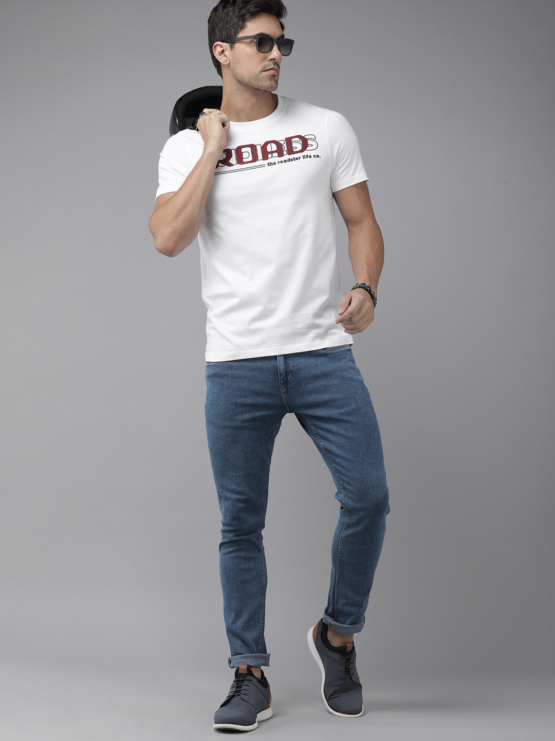 

Roadster Typography Printed Pure Cotton T-shirt, White
