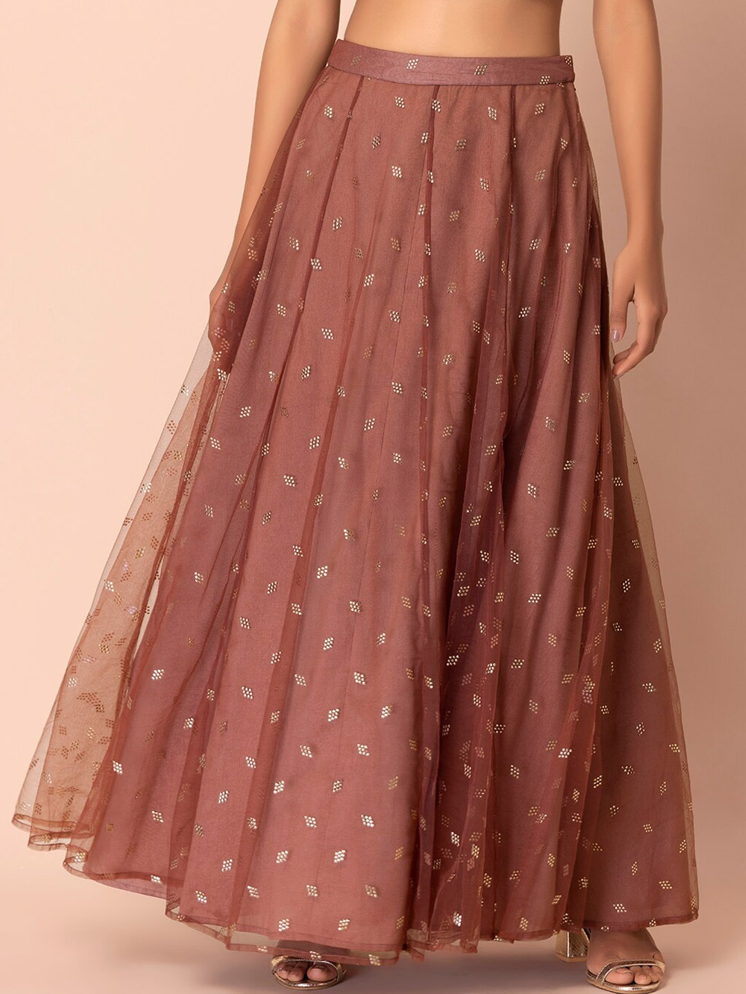 

INDYA Foil-Printed Lehenga Skirt, Pink