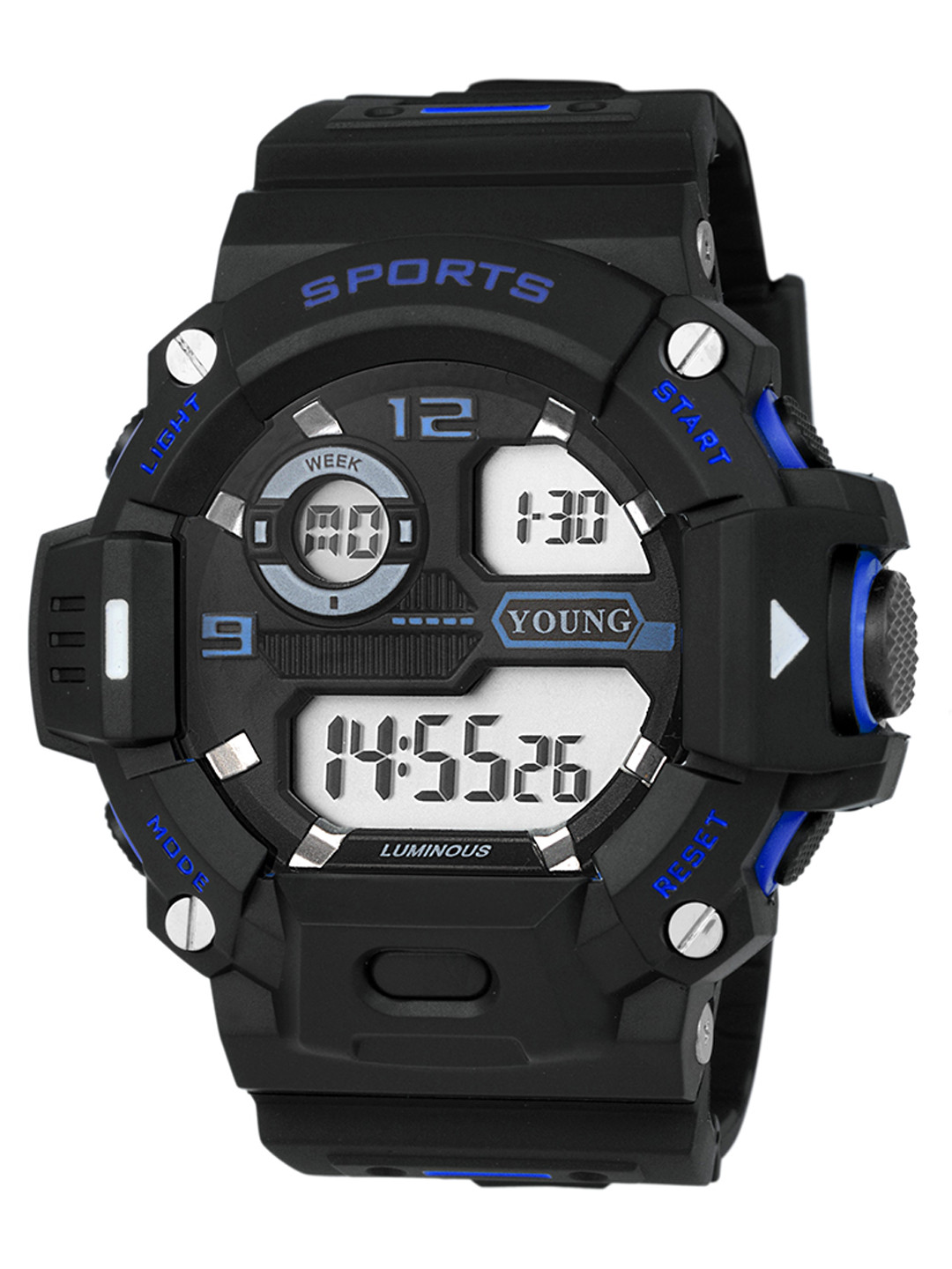 

YOUNG MISSION Unisex Kids Straps Digital LED Backlight Watch, Black