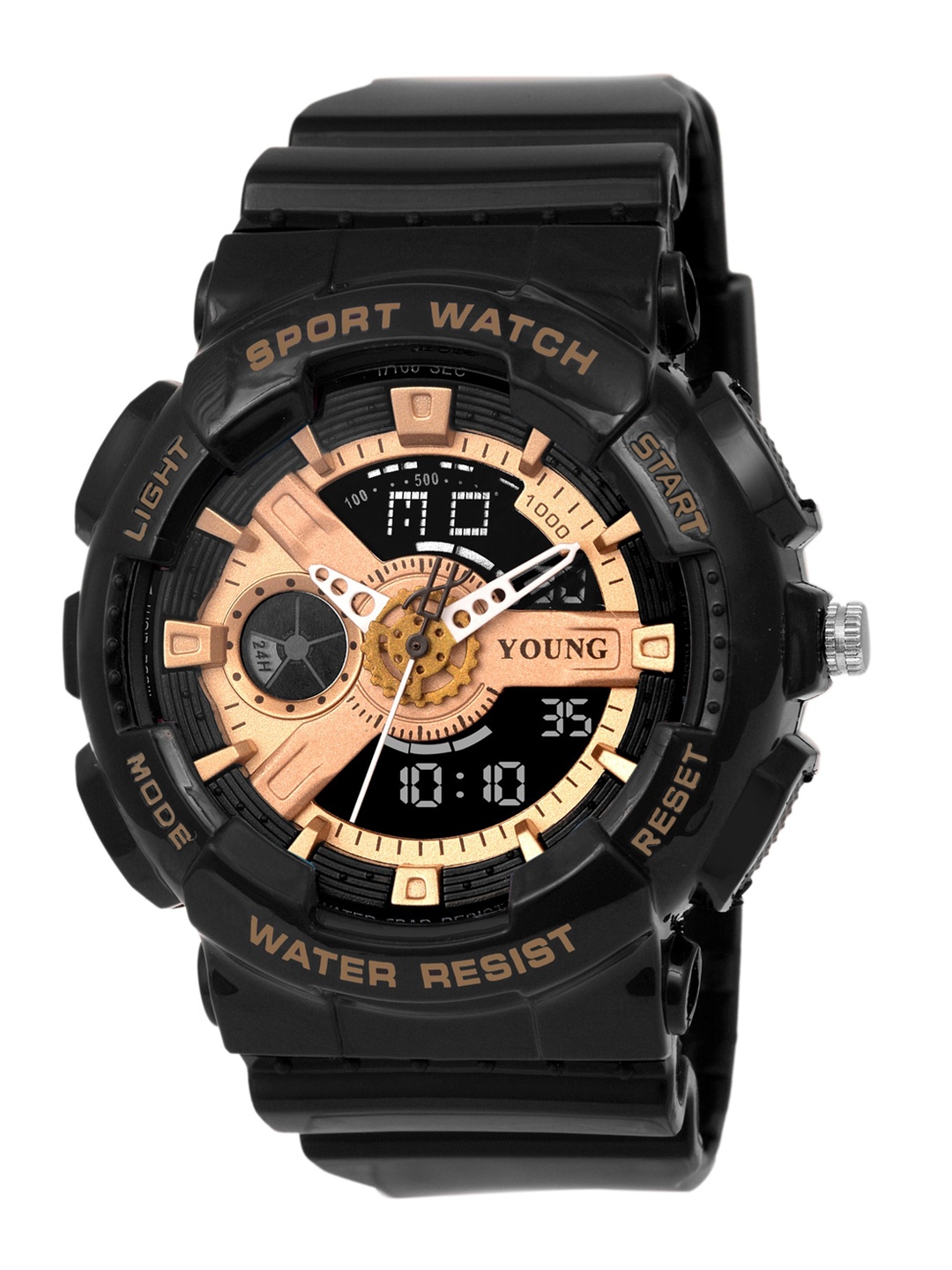 

YOUNG MISSION Kids Straps Analogue and Digital LED Backlight Watch YOUNG, Black