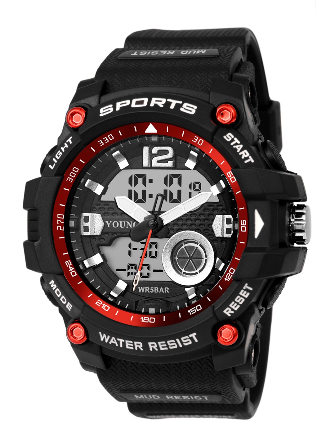 

YOUNG MISSION Kids Straps Analogue and Digital LED Backlight Watch YOUNG MISSION, Black