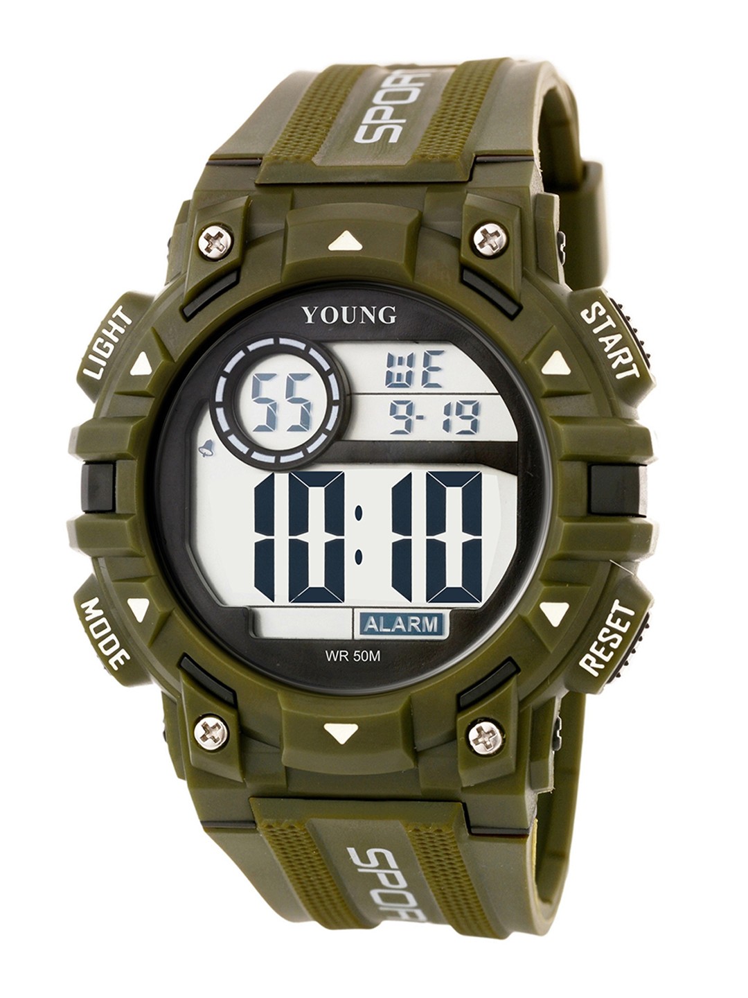 

YOUNG MISSION Unisex Kids Straps Digital LED Backlight Watch, Green