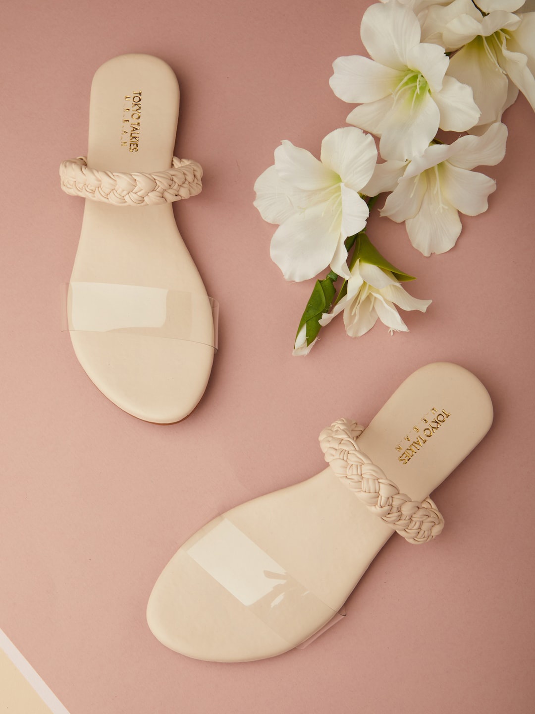 

Tokyo Talkies Braided Open Toe Flats, Cream