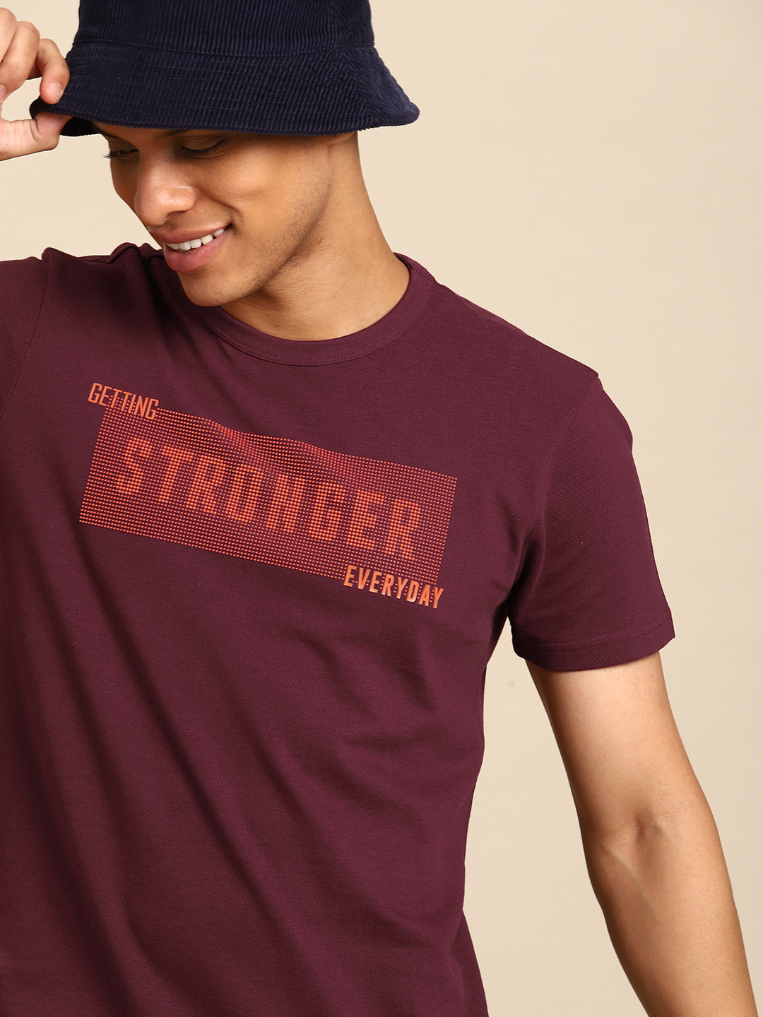 

United Colors of Benetton Printed Pure Cotton T-shirt, Maroon