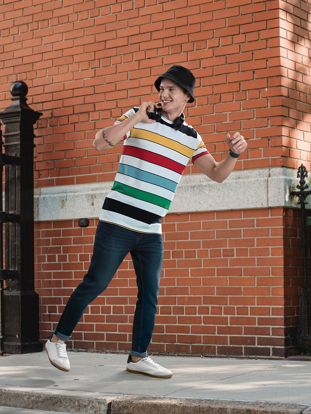 

United Colors of Benetton Pure Cotton Striped T-shirt, White