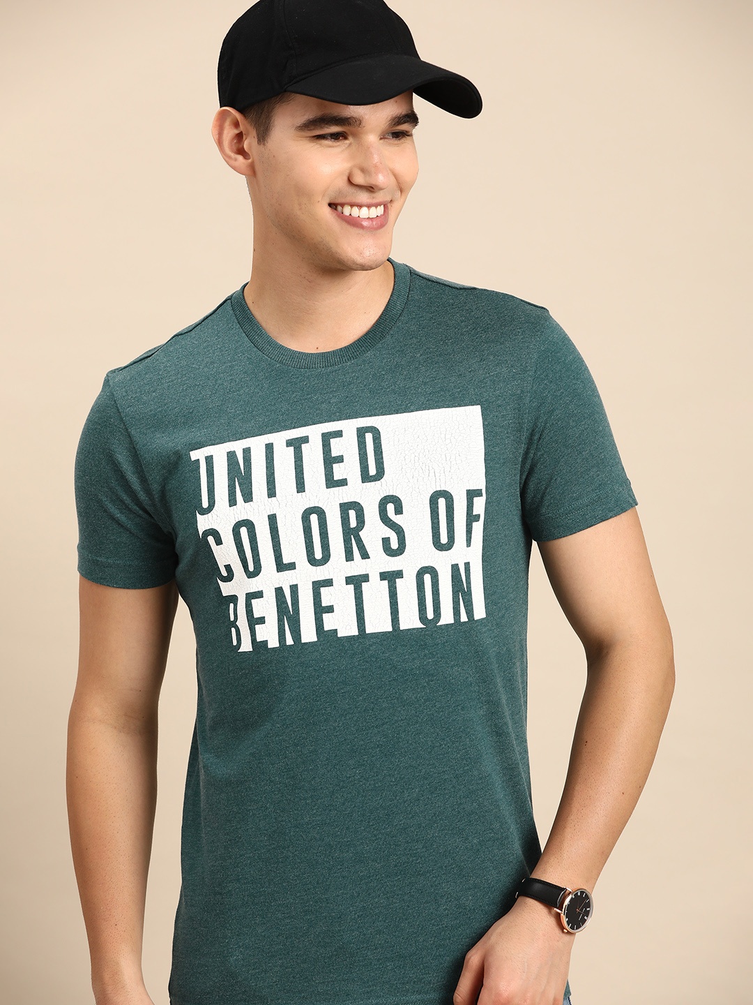 

United Colors of Benetton Brand Logo Printed T-shirt, Green