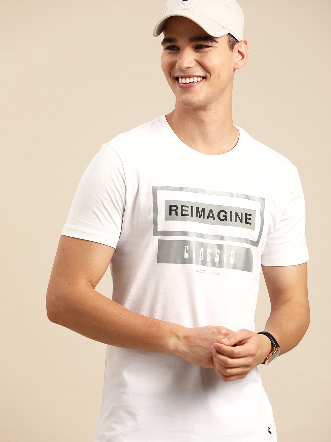 

United Colors of Benetton Typography Printed Pure Cotton T-shirt, White