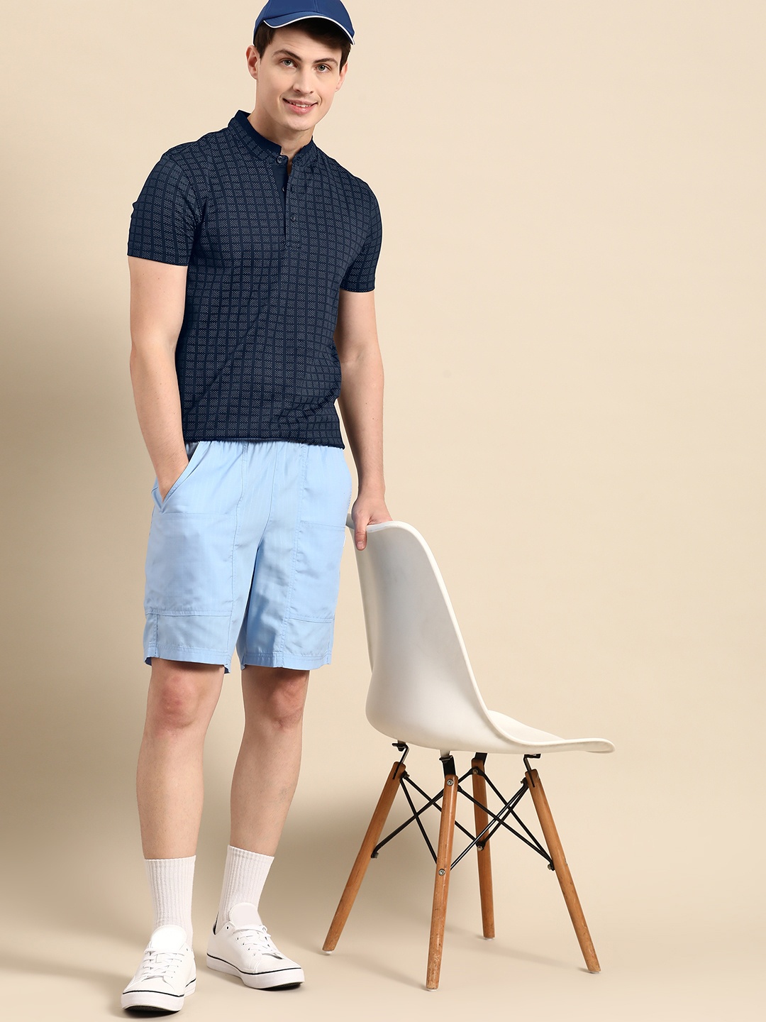 

United Colors of Benetton Printed Polo Collar Pure Cotton T-shirt, Navy blue