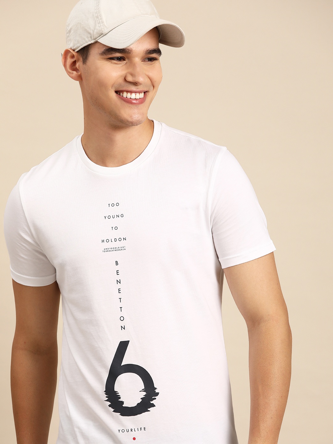 

United Colors of Benetton Typography Printed Pure Cotton T-shirt, White