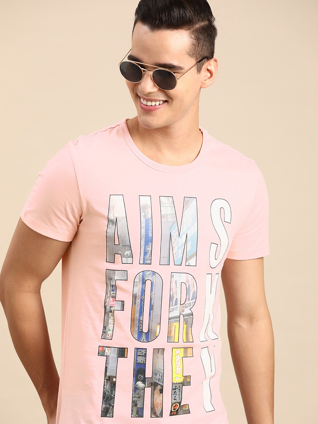 

United Colors of Benetton Typography Printed Pure Cotton T-shirt, Pink