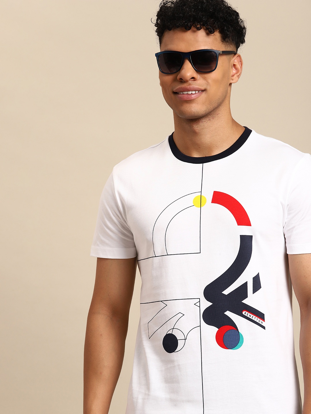 

United Colors of Benetton Printed Pure Cotton T-shirt, White