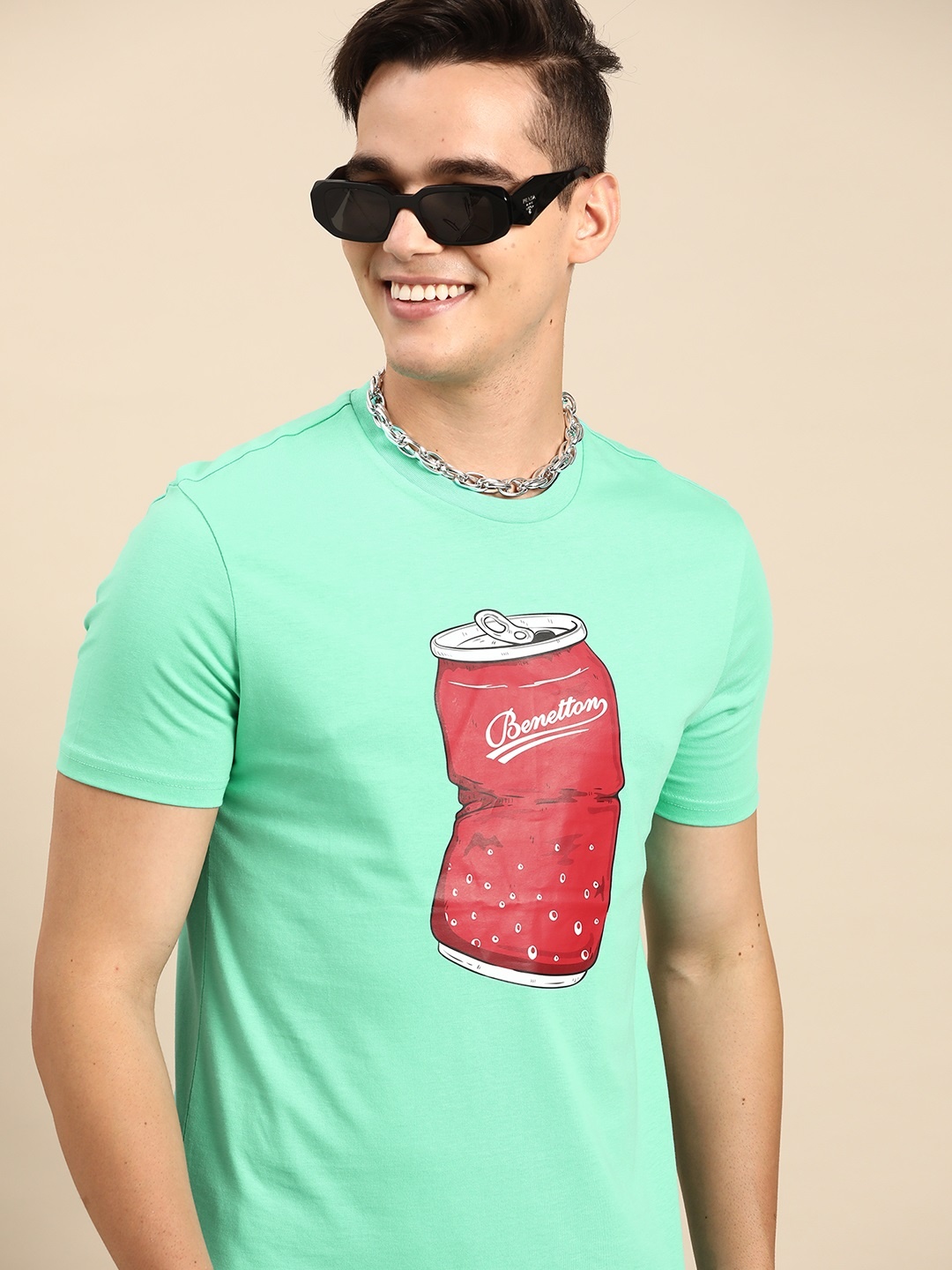 

United Colors of Benetton Brand Logo Printed Polo Collar Pure Cotton T-shirt, Green