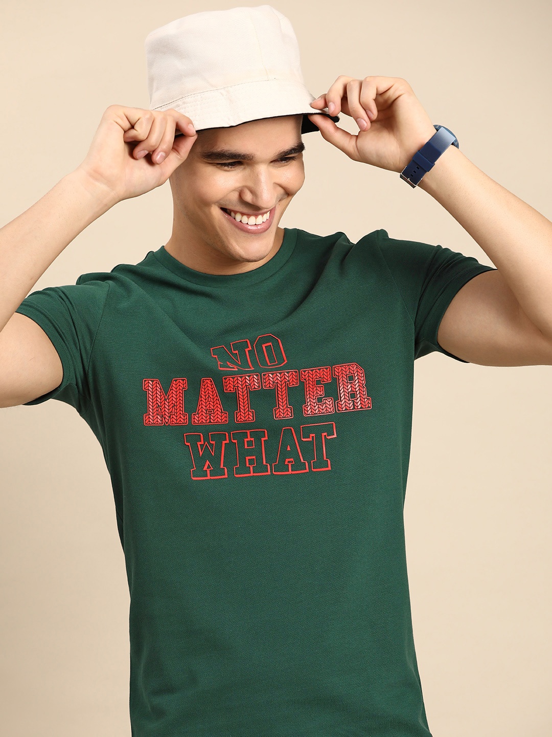 

United Colors of Benetton Typography Printed Pure Cotton T-shirt, Olive