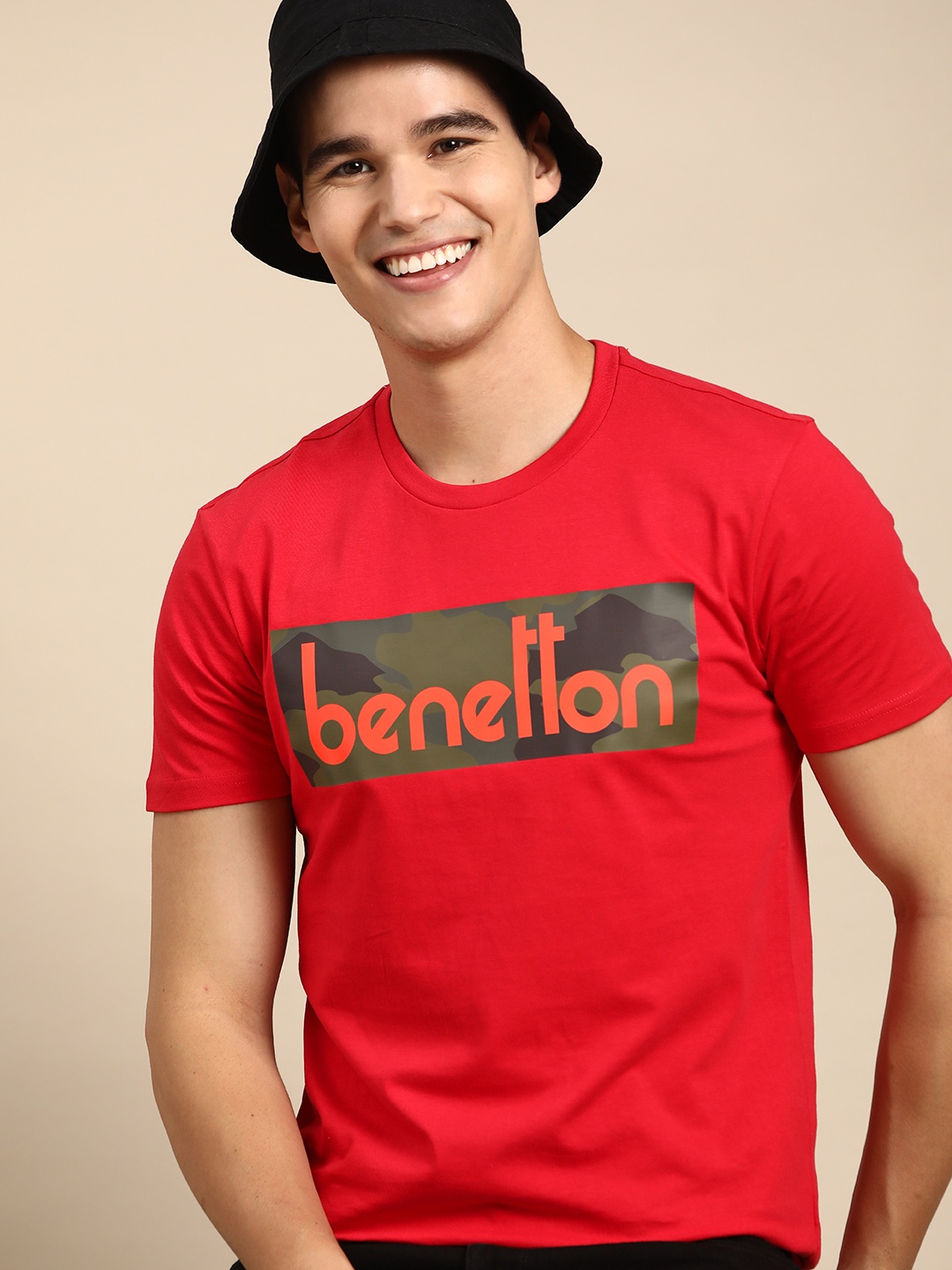 

United Colors of Benetton Brand Logo Printed Pure Cotton T-shirt, Red