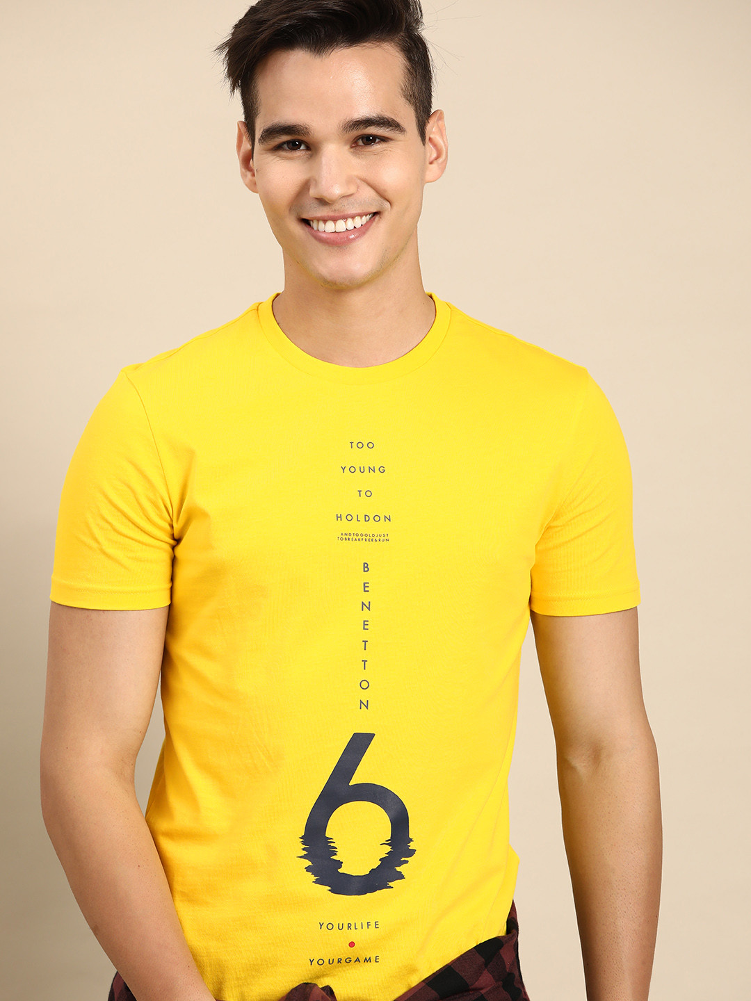 

United Colors of Benetton Typography Printed Pure Cotton T-shirt, Yellow