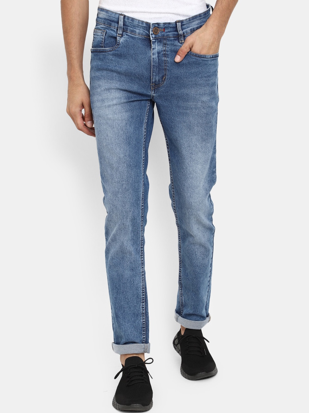 

V-Mart Men Mid-Rise Stretchable Low Fade Jeans, Blue