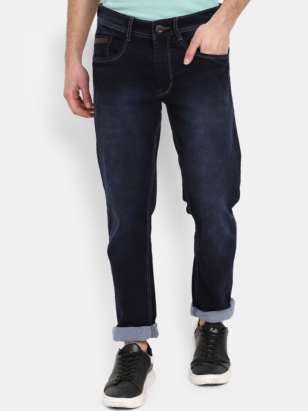 

V-Mart Men Mid-Rise Stretchable Cotton Jeans, Blue