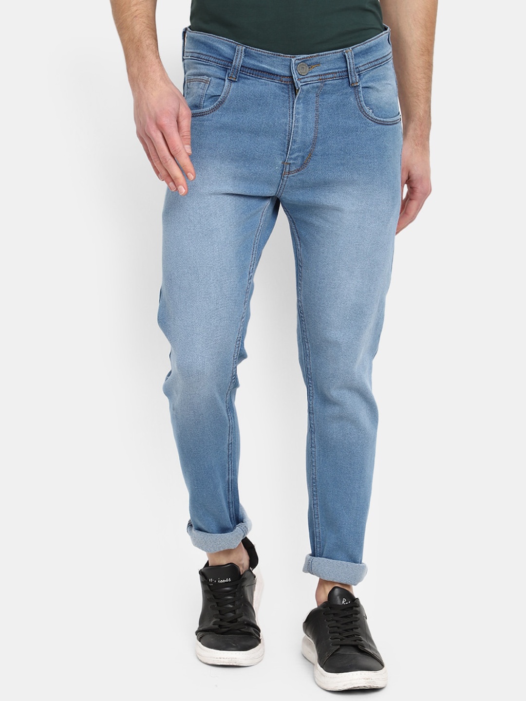 

V-Mart Men Mid-Rise Stretchable Heavy Fade Cotton Jeans, Blue