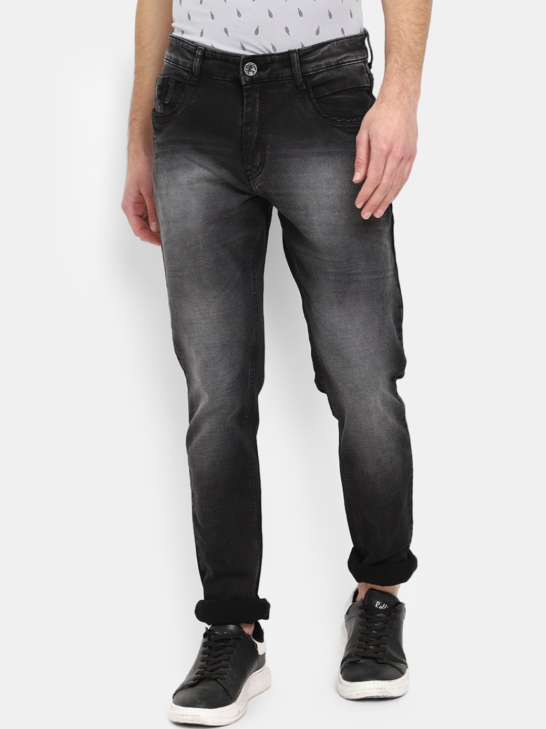 

V-Mart Men Mid-Rise Stretchable Heavy Fade Cotton Jeans, Black