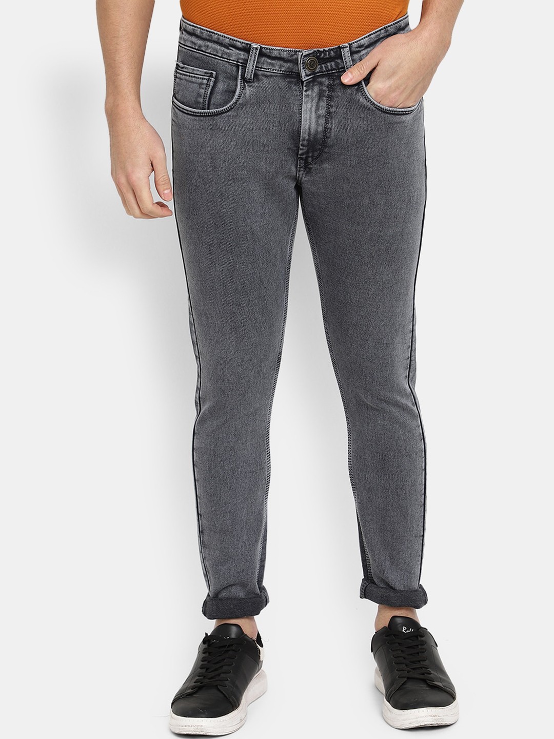 

V-Mart Men Mid-Rise Stretchable Cotton Jeans, Grey