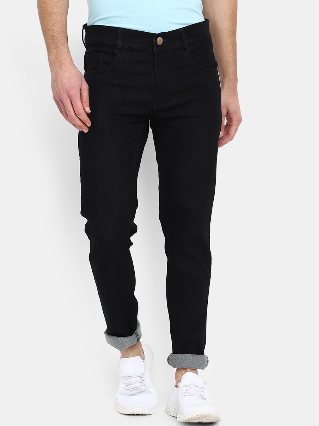 

V-Mart Men Mid-Rise Stretchable Cotton Jeans, Black