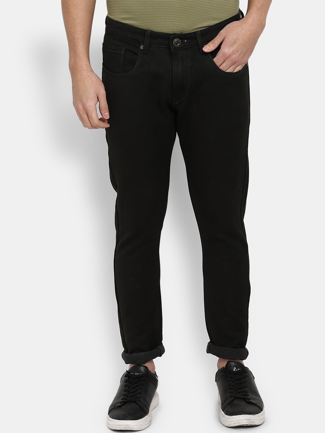 

V-Mart Men Mid-Rise Stretchable Cotton Jeans, Olive