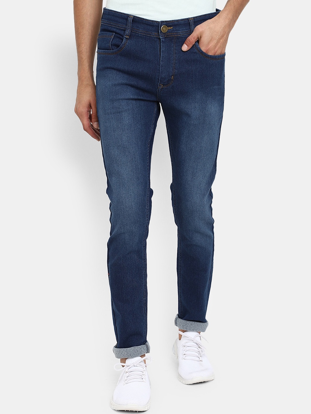 

V-Mart Men Mid-Rise Stretchable Light Fade Cotton Jeans, Blue