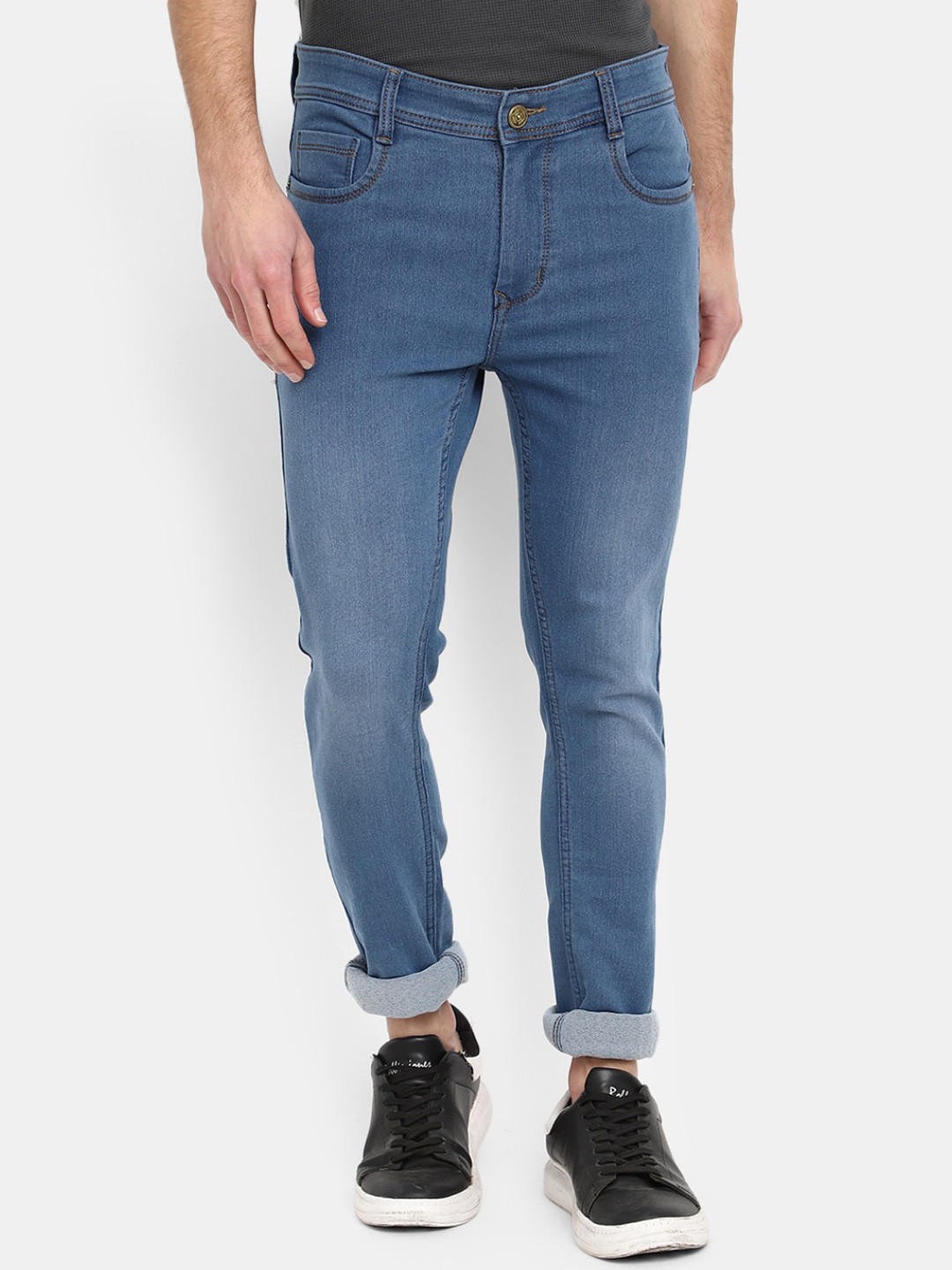 

V-Mart Men Mid-Rise Stretchable Light Fade Cotton Jeans, Blue