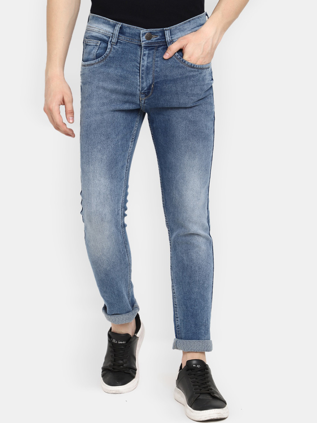 

V-Mart Men Mid-Rise Stretchable Heavy Fade Cotton Jeans, Blue