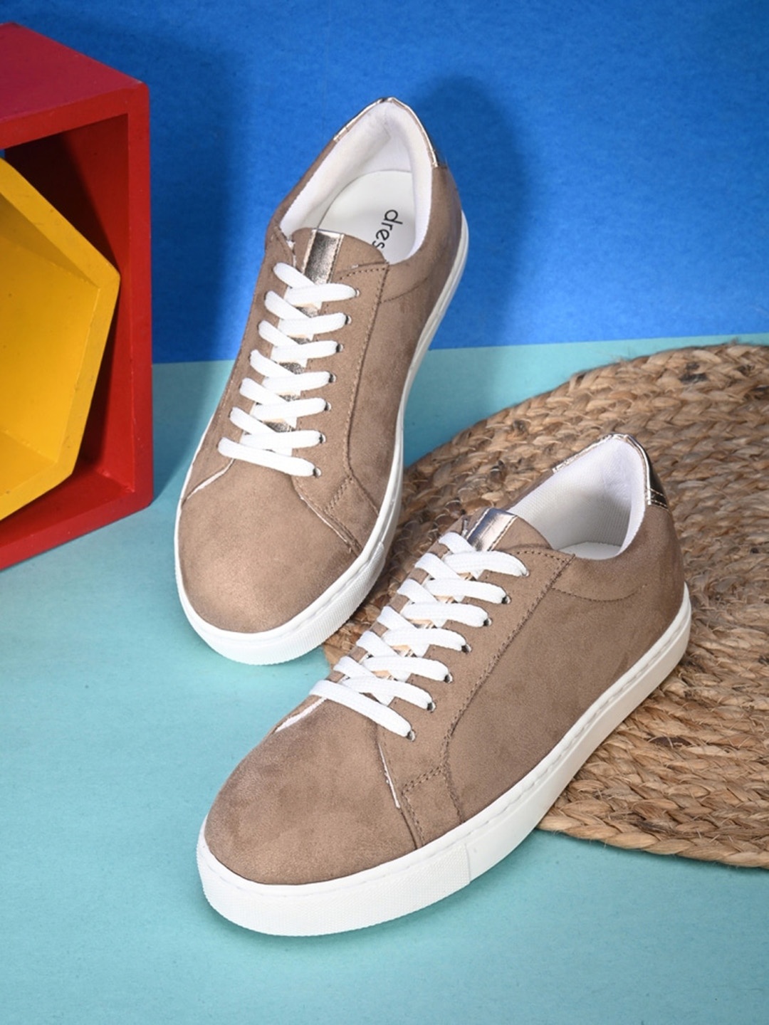 

DressBerry Women Synthetic Leather Lace-Ups Sneakers, Beige