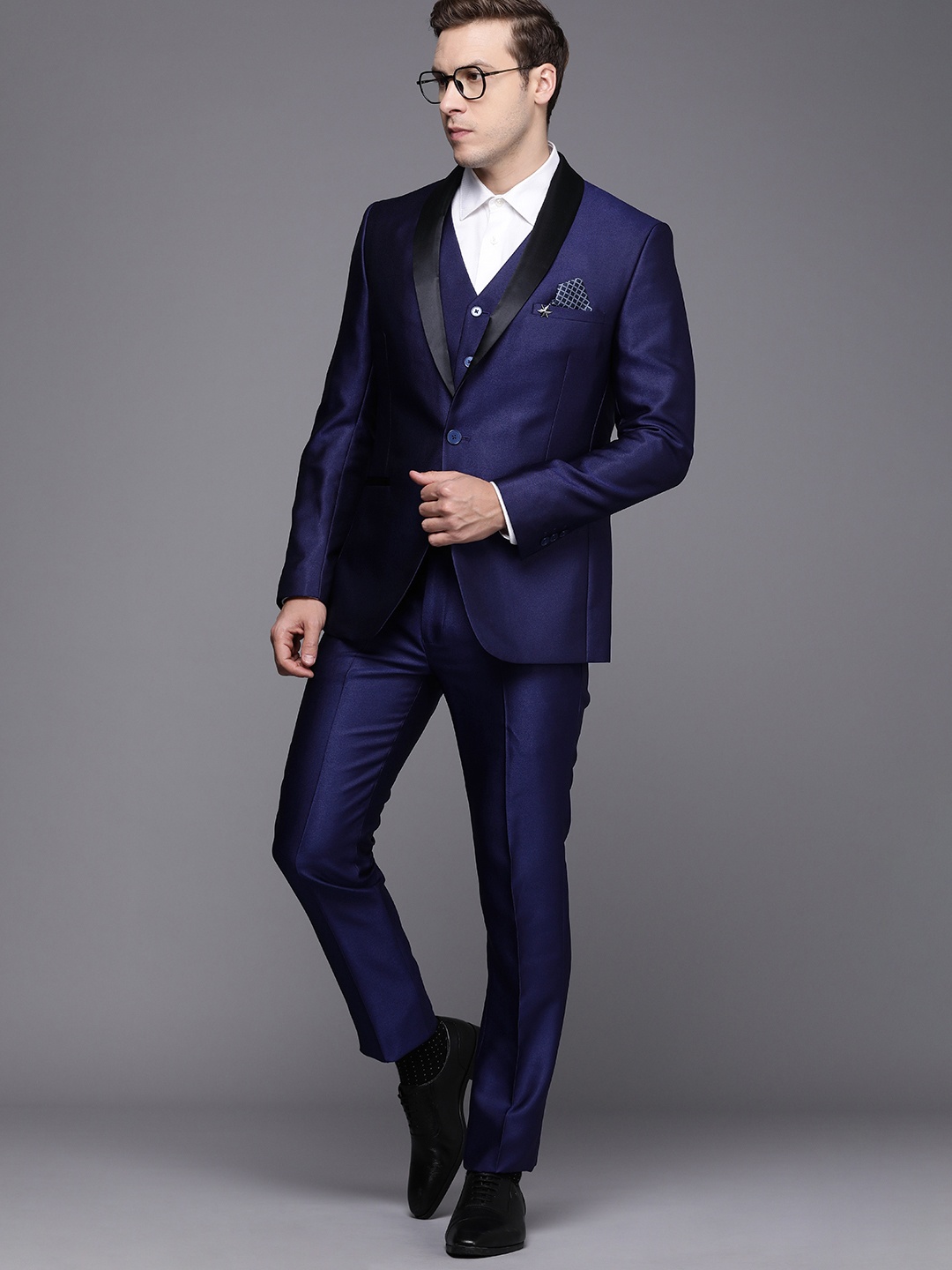 

Theme Solid Slim Fit 3-Piece Tuxedo Party Suit, Blue