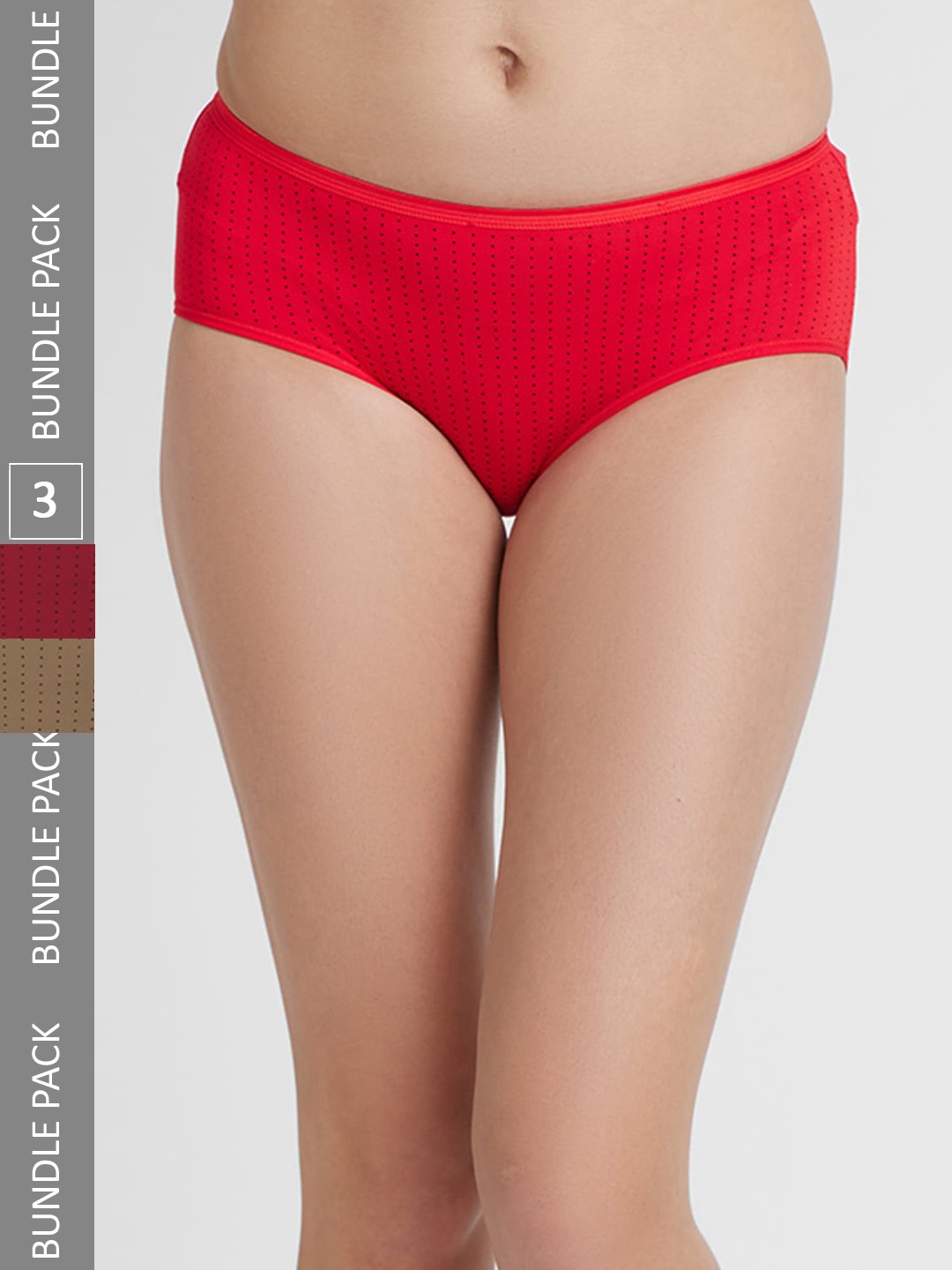 

FashionRack Women Pack Of 3 Printed Assorted Cotton Hipster Briefs