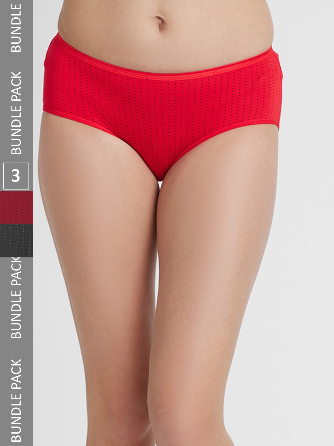 

FashionRack Women Pack Of 3 Assorted Printed Cotton Hipster Briefs