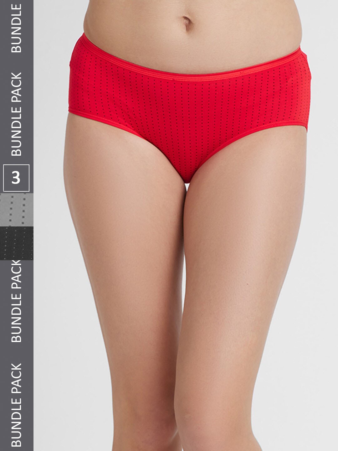 

FashionRack Women Pack Of 3 Assorted Printed Anti Microbial Seamless Hipster Briefs