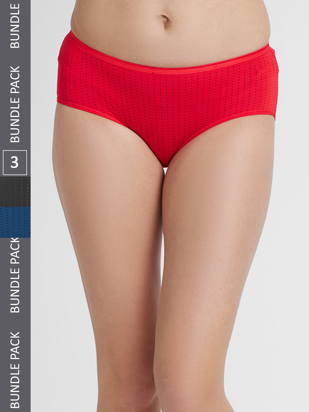 

FashionRack Women Pack Of 3 Assorted Printed Cotton Hipster Briefs