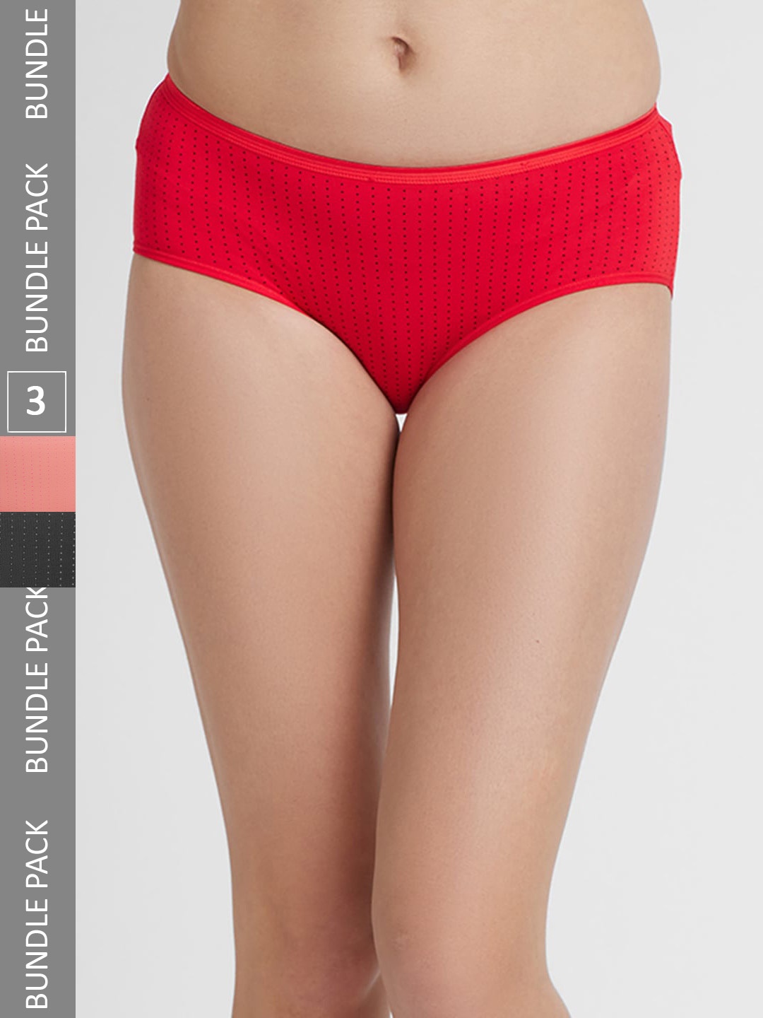 

FashionRack Women Pack Of 3 Assorted Printed Cotton Hipster Briefs