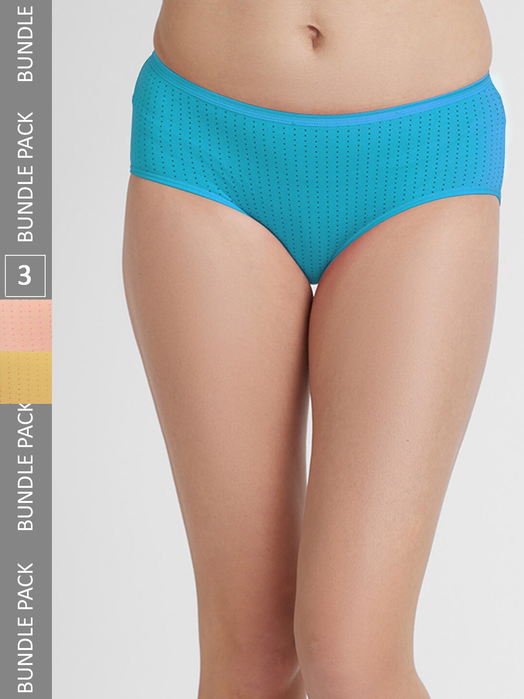

FashionRack Women Pack Of 3 Assorted Printed Cotton Hipster Briefs