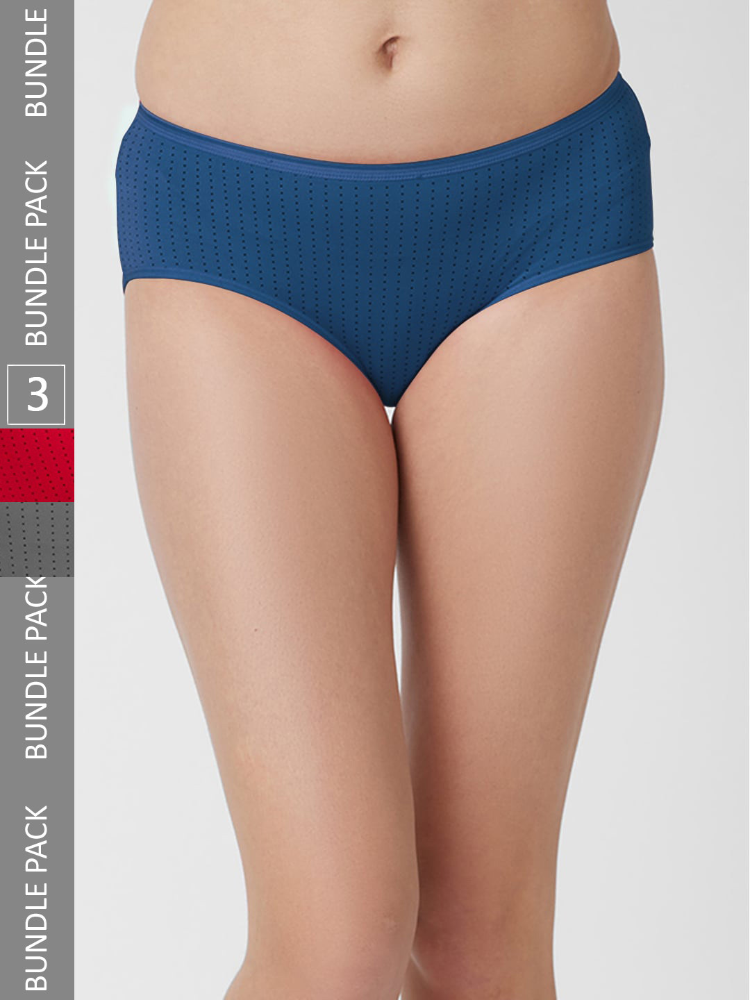 

FashionRack Women Pack Of 3 Assorted Printed Cotton Hipster Briefs