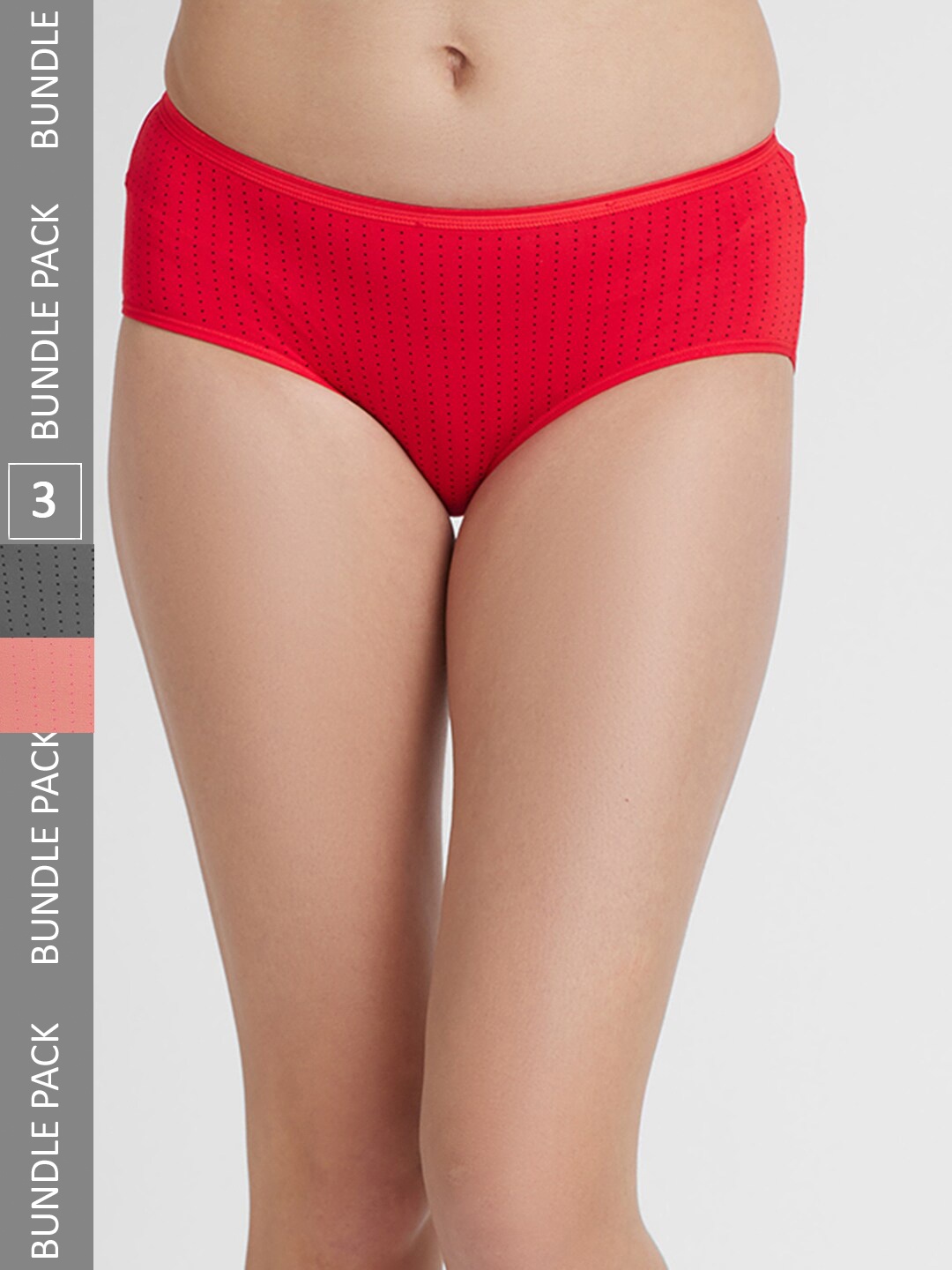 

FashionRack Women Pack Of 3 Assorted Printed Cotton Hipster Briefs