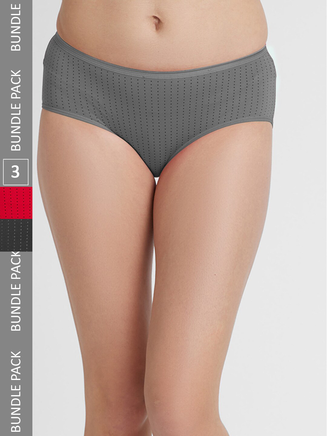 

FashionRack Women Pack Of 3 Assorted Printed Cotton Hipster Briefs