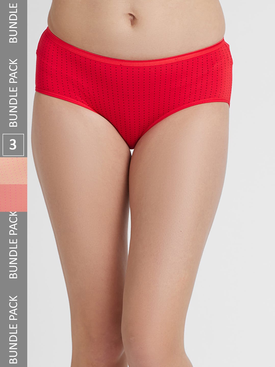 

FashionRack Women Pack Of 3 Assorted Printed Cotton Hipster Briefs
