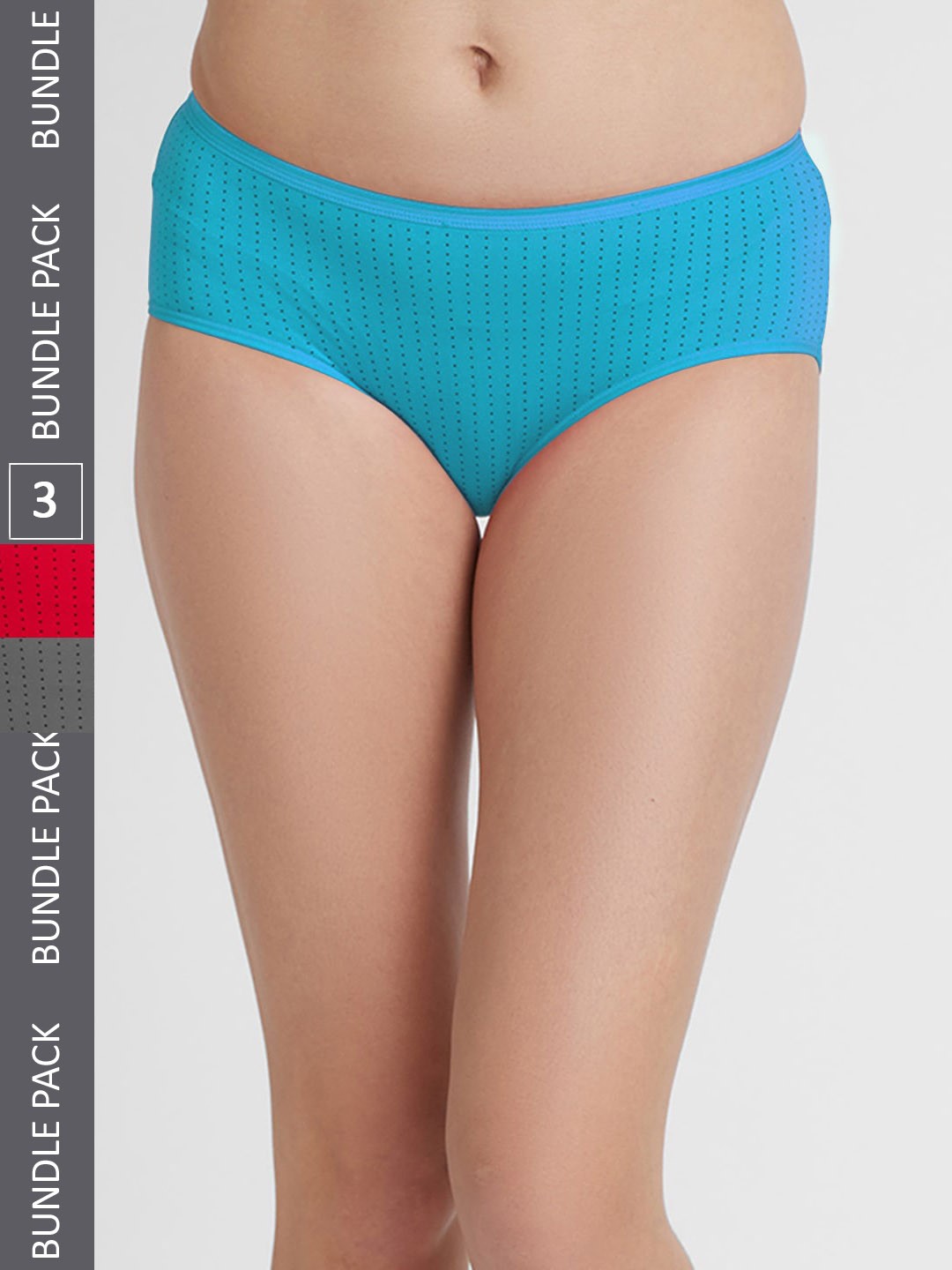 

FashionRack Women Pack Of 3 Assorted Printed Cotton Hipster Briefs