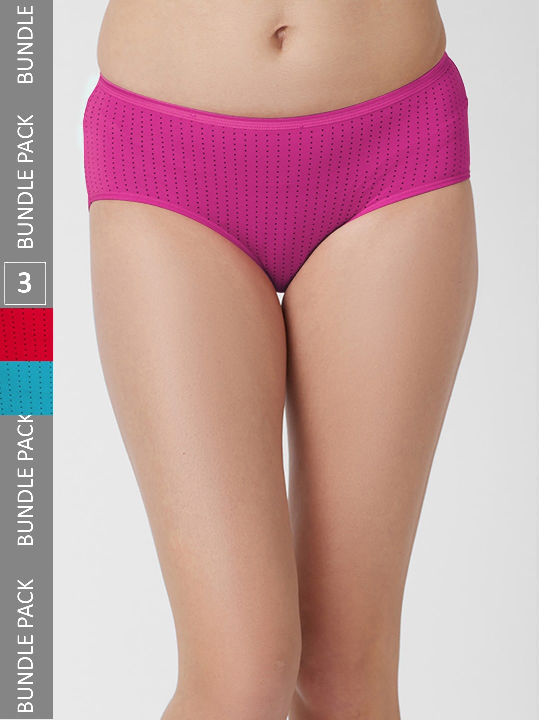 FashionRack Women Pack Of 3 Assorted Printed Cotton Hipster Briefs