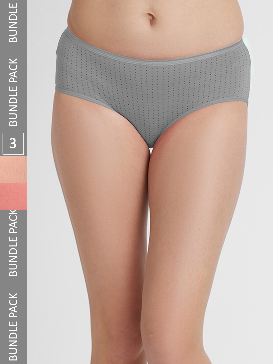 

FashionRack Women Pack Of 3 Assorted Printed Cotton Hipster Briefs
