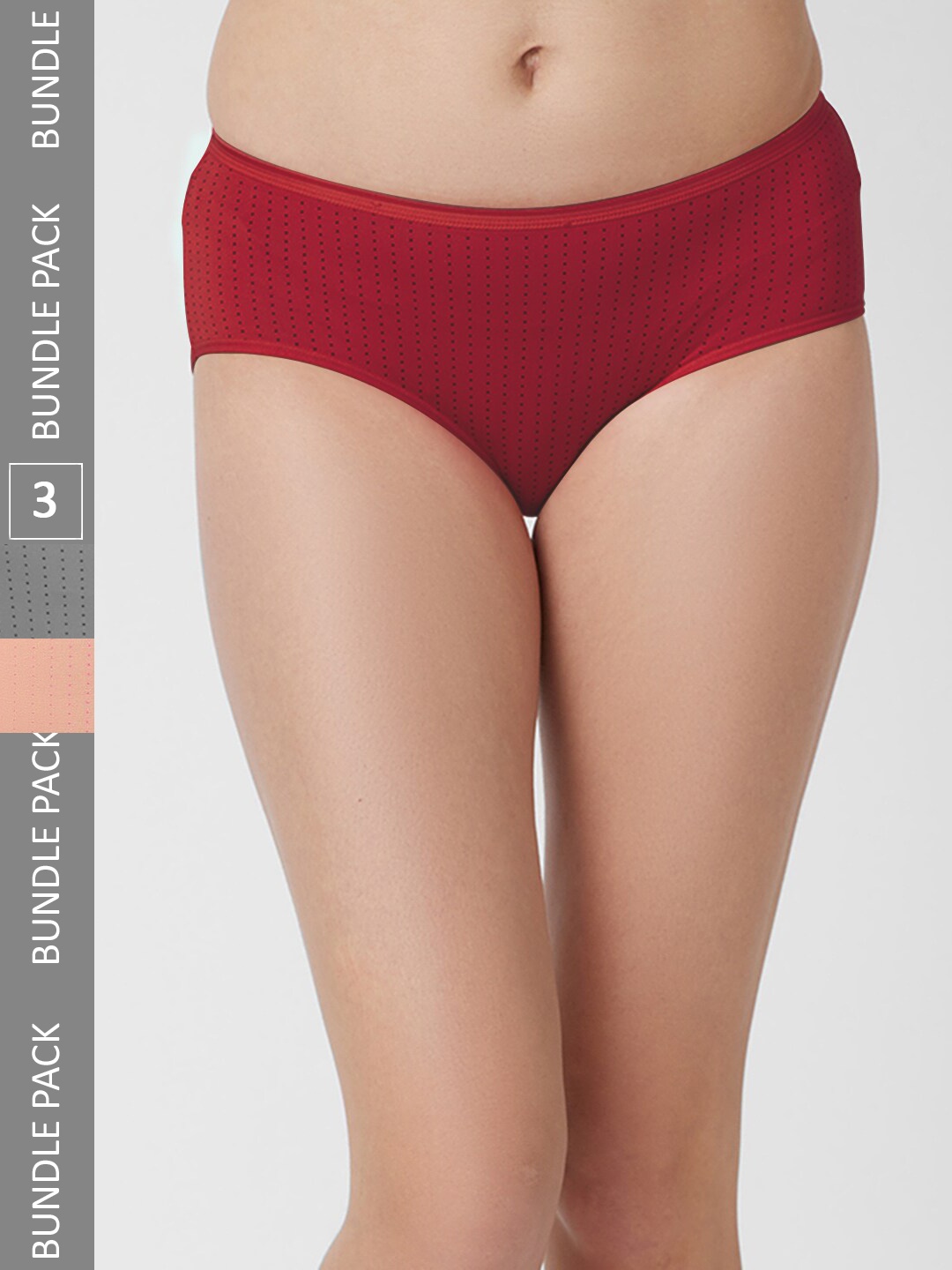 

FashionRack Women Pack Of 3 Assorted Printed Cotton Hipster Briefs