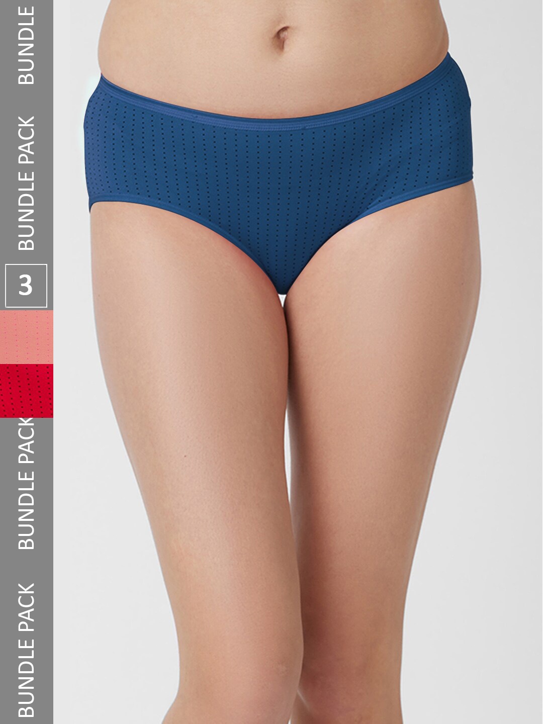 

FashionRack Women Pack Of 3 Assorted Printed Cotton Hipster Briefs