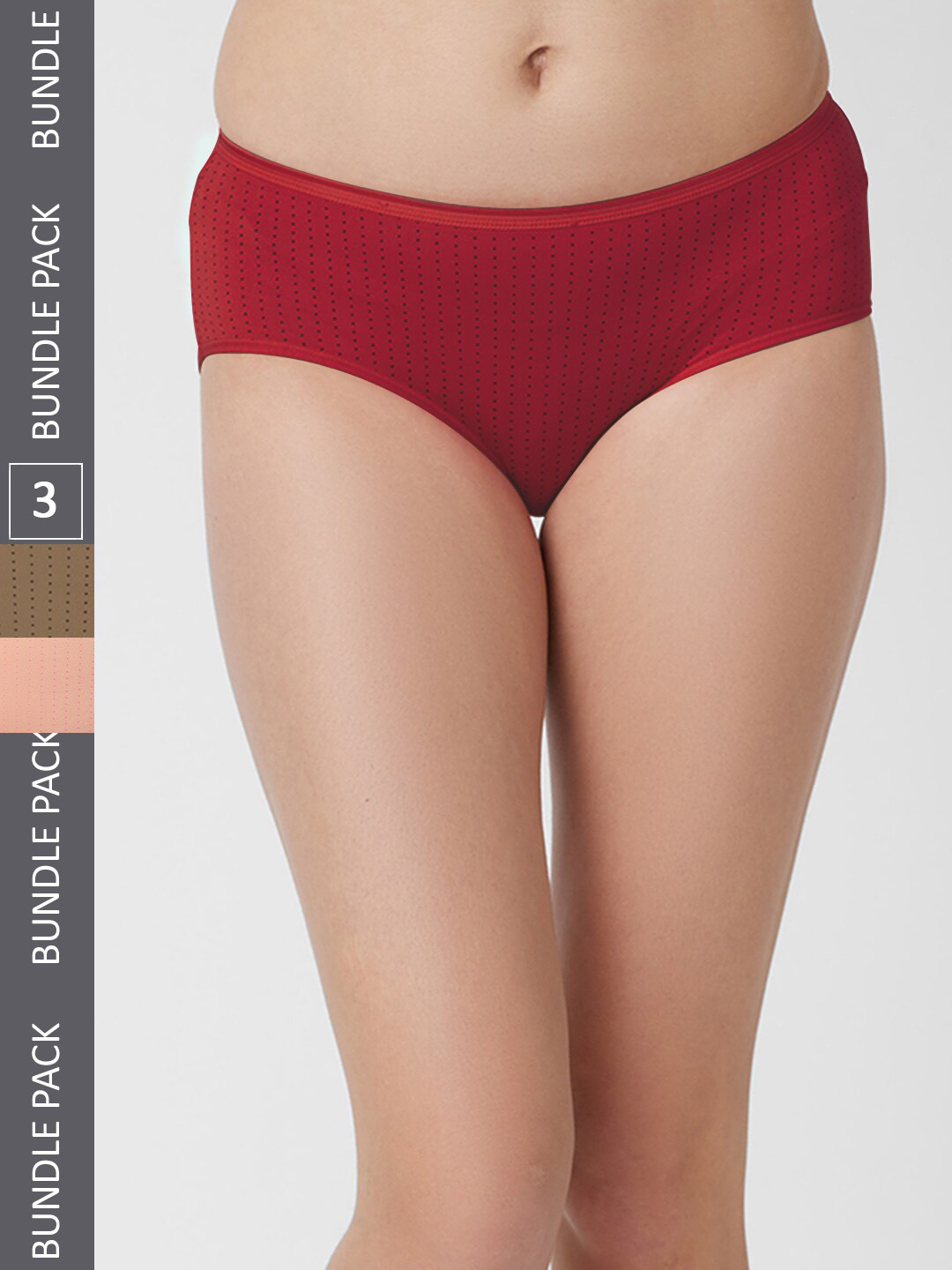

FashionRack Women Pack Of 3 Assorted Printed Cotton Hipster Briefs